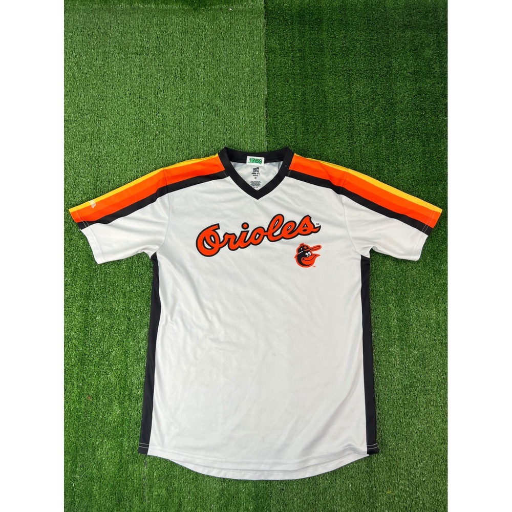 Baltimore Orioles Stitches Cooperstown Collection Jersey White Orange Men Medium